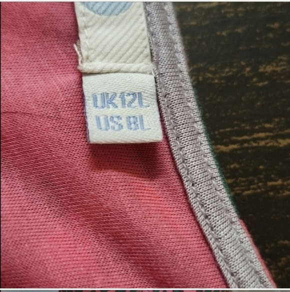 Boden Midi Dress Size US 8 L Viscose Pink Green Jersey Knit Ruching Career - Picture 5 of 7